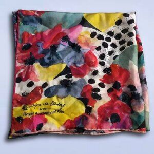 Royal Academy of Arts Silk Scarf Abstract Floral Watercolor Polka Dot | 23"x23"